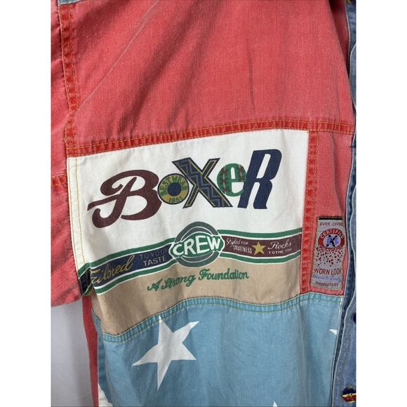 Vintage Boxer Americana Shirt Mens XL Red White Blue Button-Up Patriotic - Picture 4 of 15